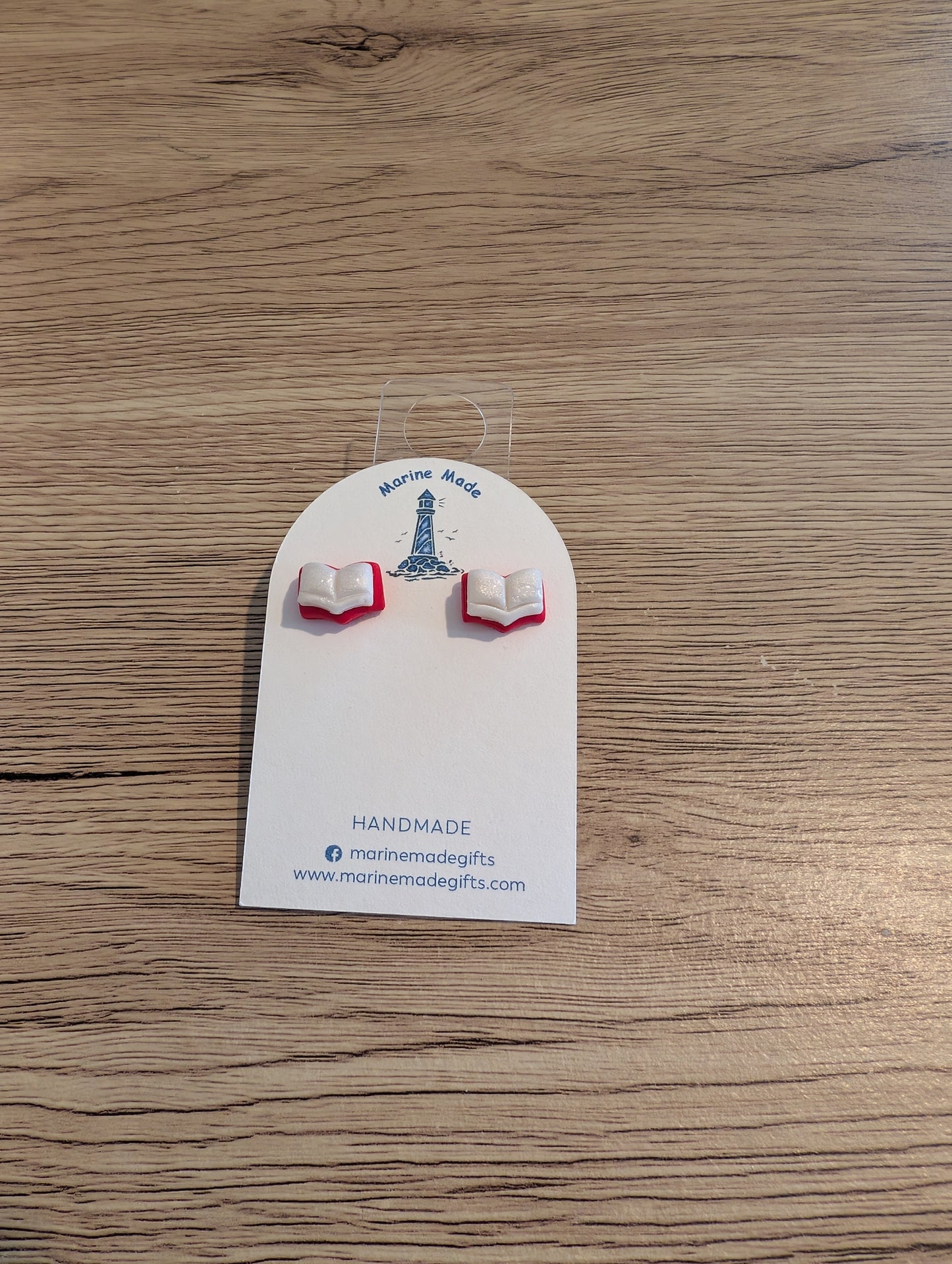 Book Lover Gift Set – Handmade Earrings, Resin Bookmark & Framed Sea Shell picture
