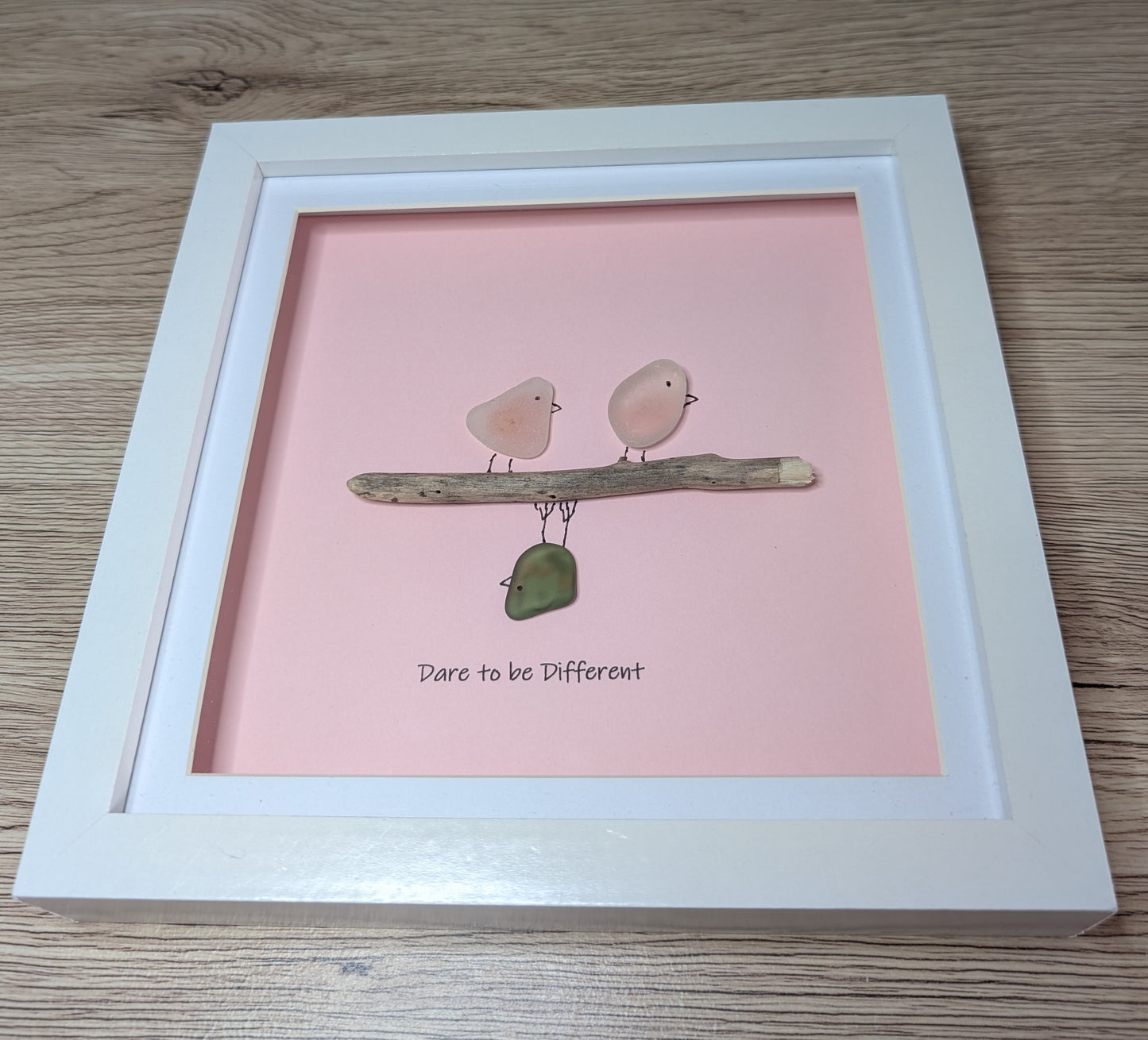 “Dare to be Different” – Handmade Sea Glass Artwork 🐦💗