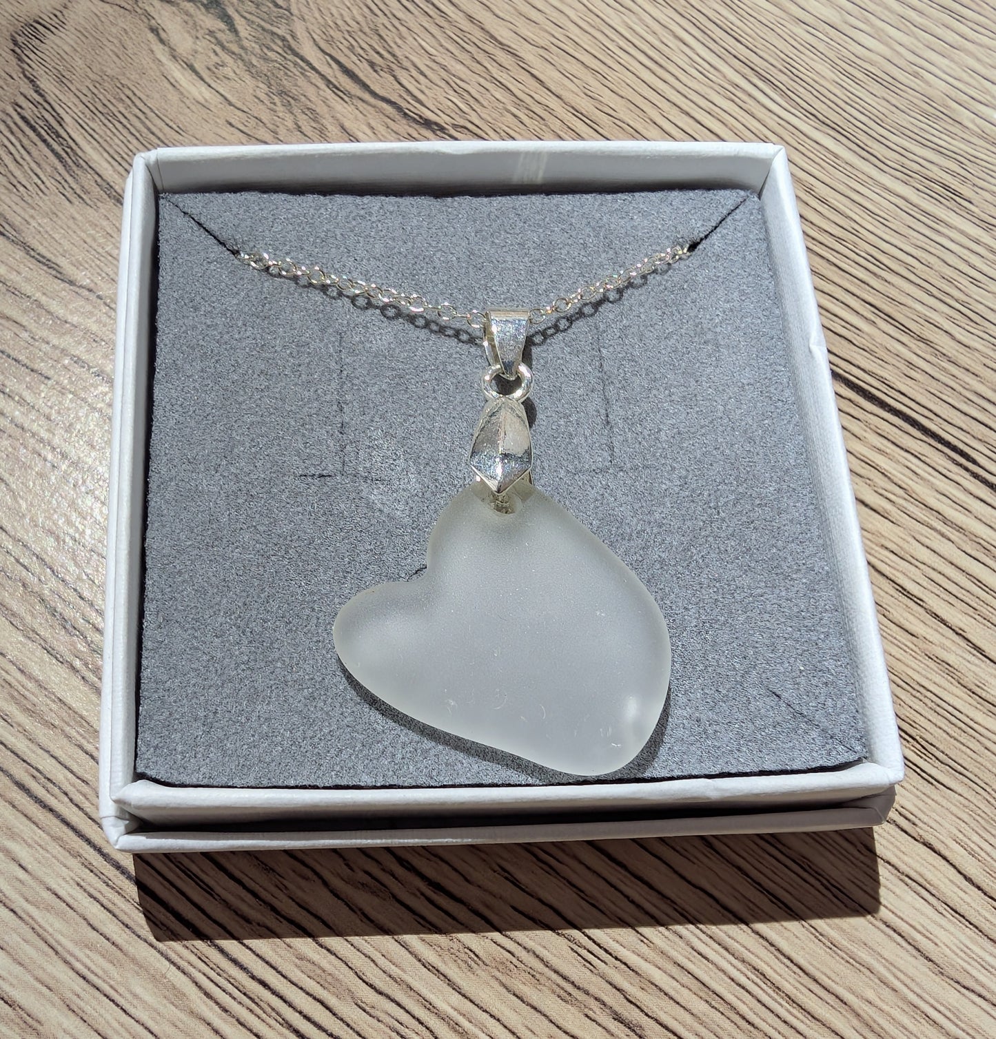 White Sea Glass Heart