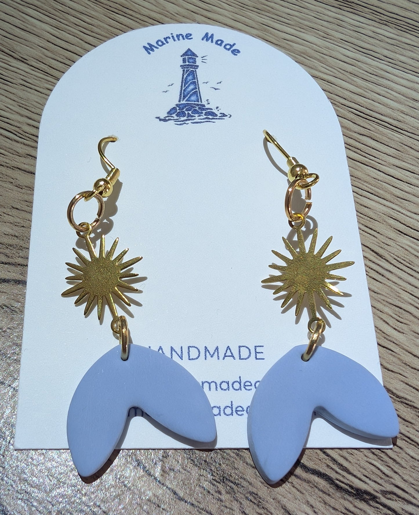 Handmade Sun & Abstract Drop Earrings – Polymer Clay Statement Jewellery