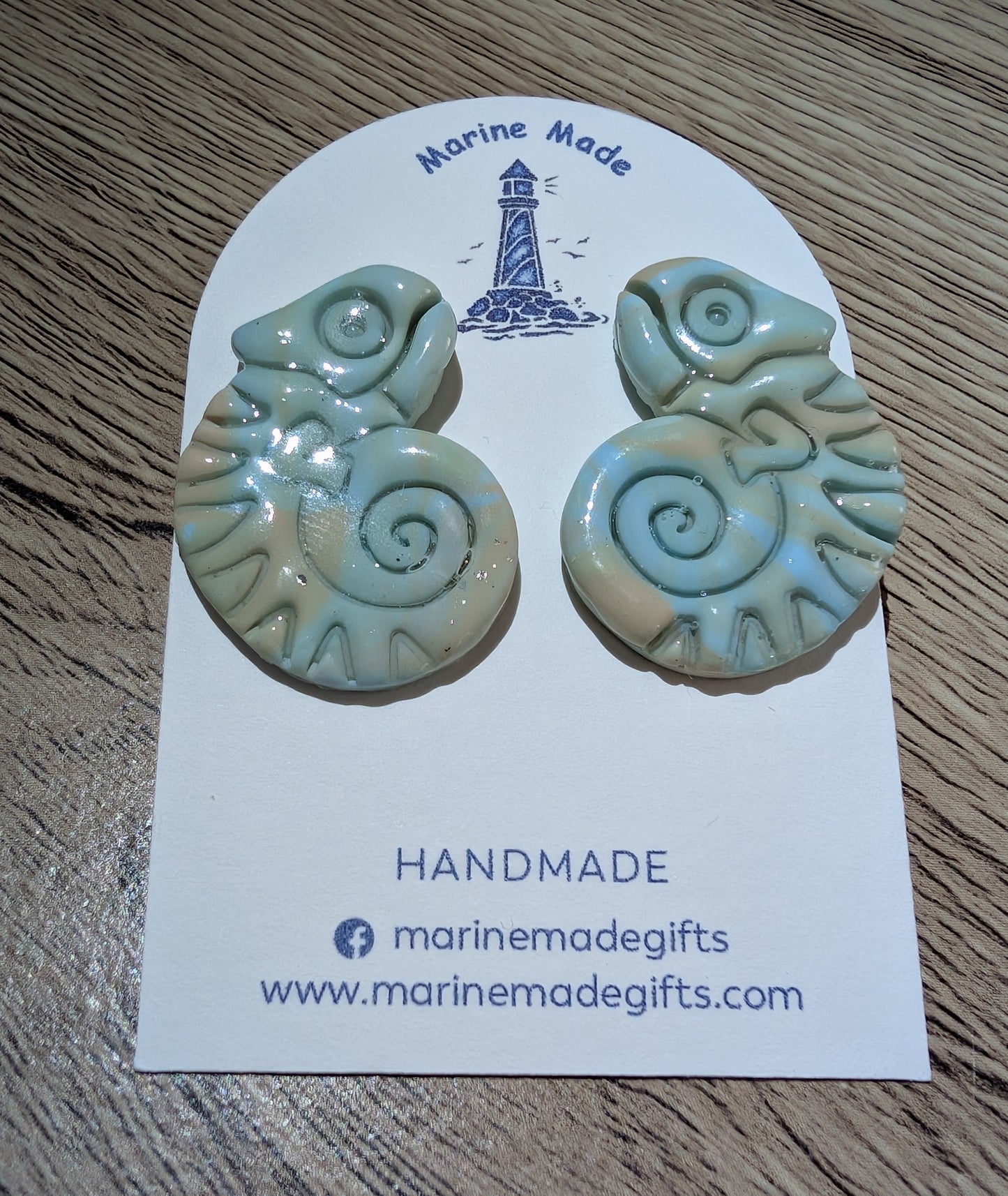 Handmade Chameleon Earrings – Polymer Clay Animal Statement Jewellery