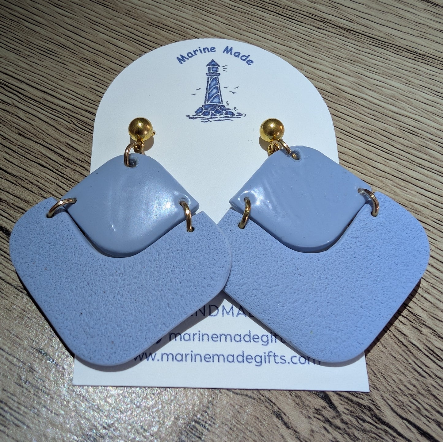 Handmade Layered Blue Drop Earrings – Polymer Clay Statement Jewellery