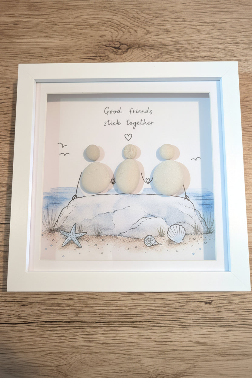 Pebble Friendship Frame – Coastal Pebble Art Gift for Friends