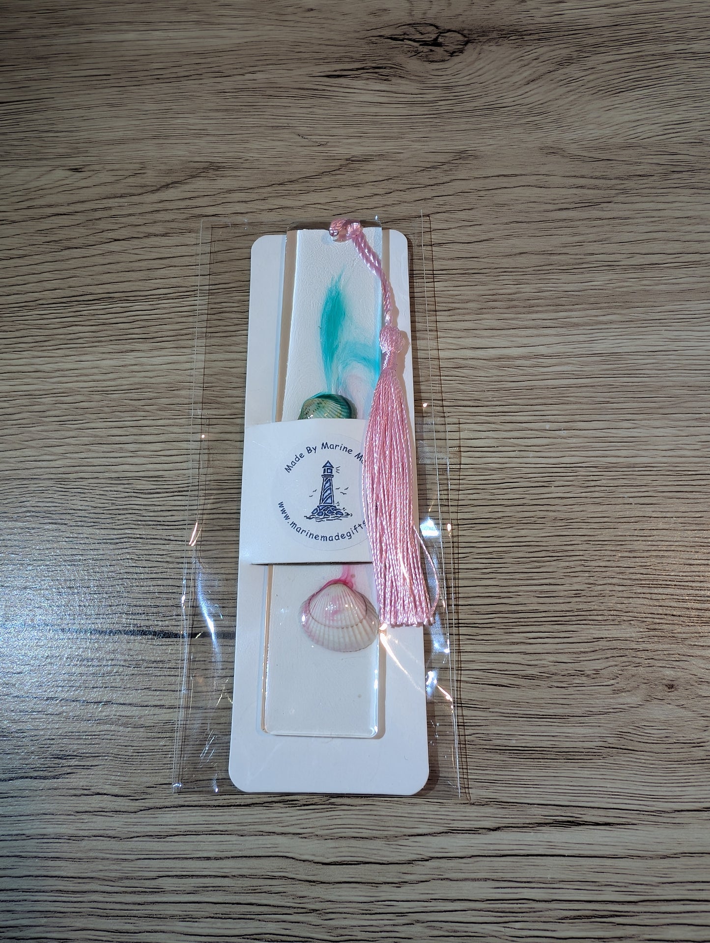 Book Lover Gift Set – Handmade Earrings, Resin Bookmark & Framed Sea Shell picture