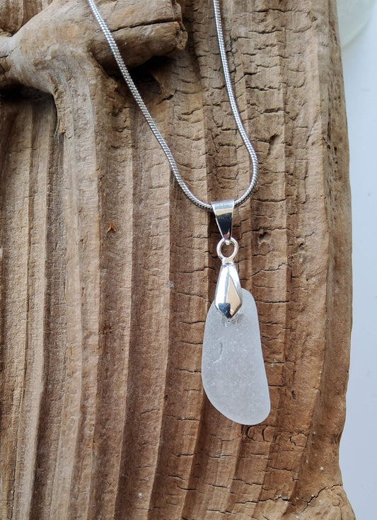 Sea Glass Pendent Necklace Seafoam Colour