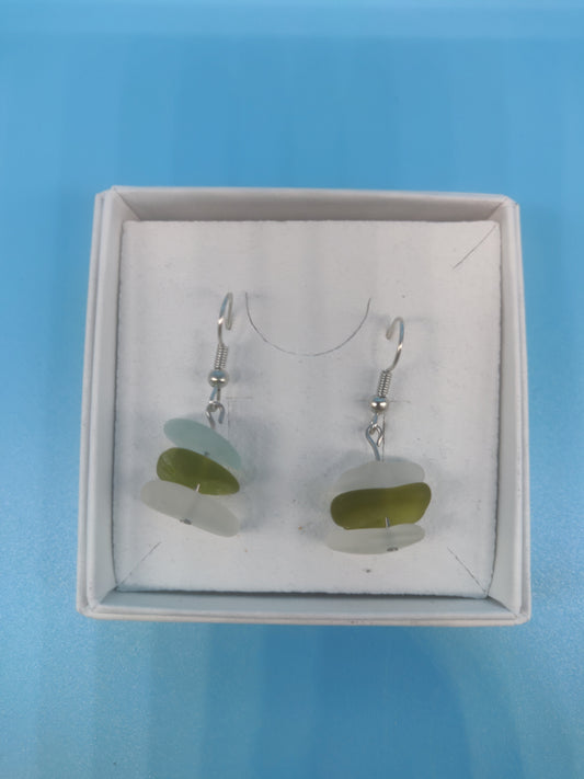 Sea Glass earrings yellow & White