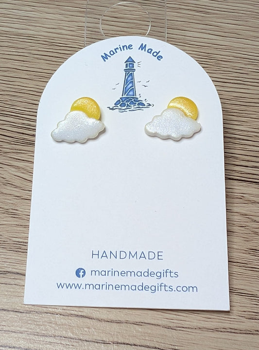 Sun & Cloud Polymer Clay Earrings 🌤️