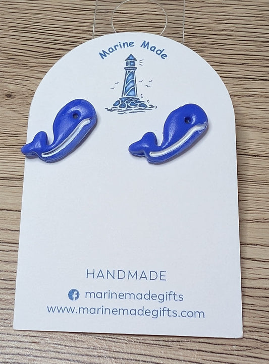 Blue Whale Polymer Clay Earring