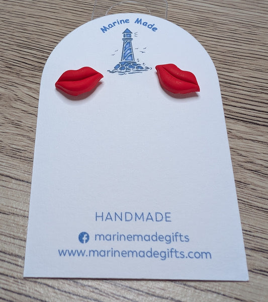 Red Lips Polymer Clay Earrings