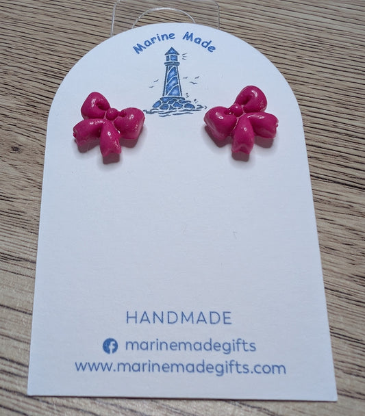 Pink Bow Polymer clay earrings