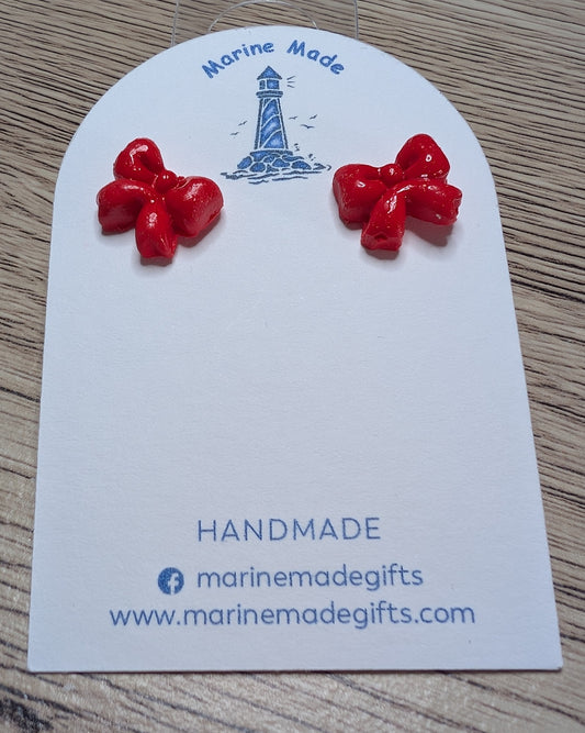 Red Bow Earrings