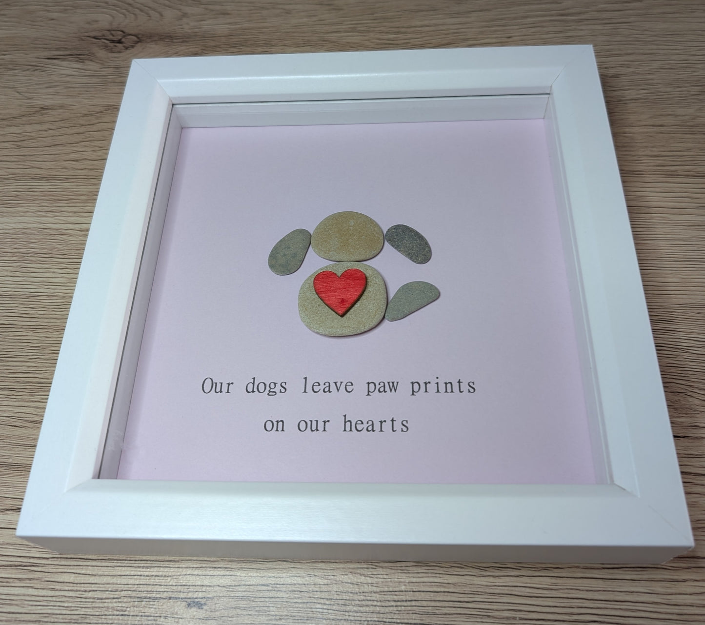 “Paw Prints on Our Hearts” – Handmade Sea Glass Dog Artwork 🐾❤️