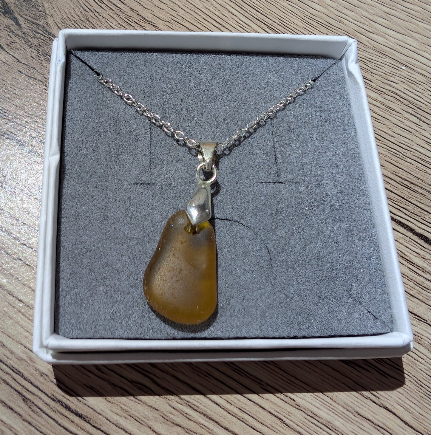 Amber Sea Glass Pendant