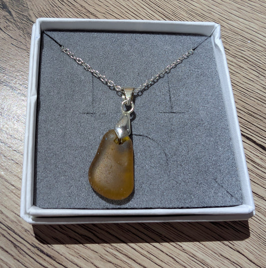 Amber Sea Glass Pendant