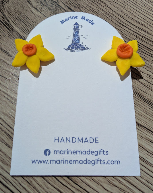 Daffodil Clip-On Earrings – Handmade Polymer Clay Jewellery