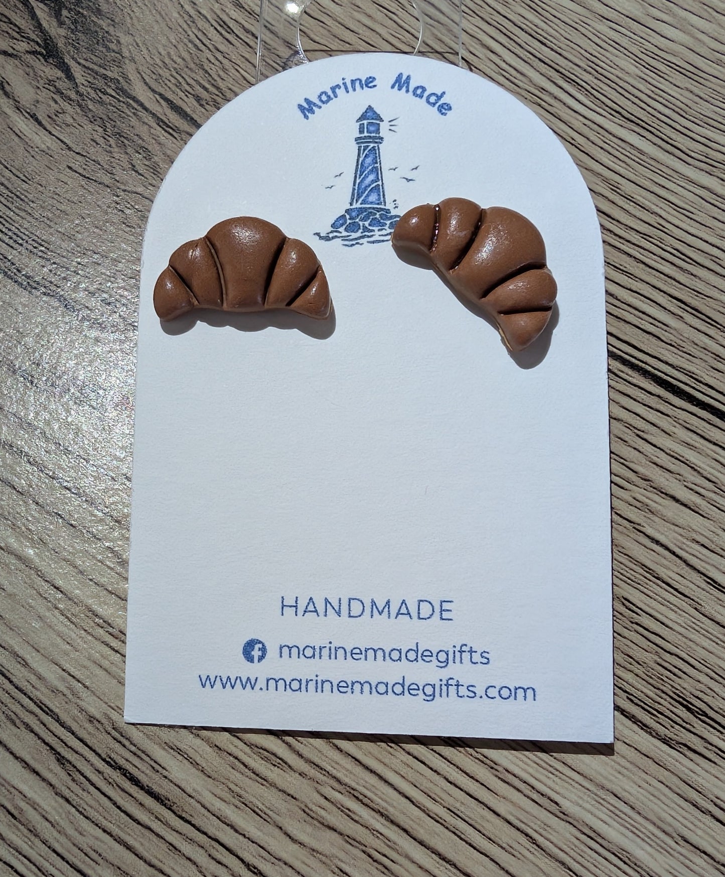 Croissant Stud Earrings – Handmade Polymer Clay Jewellery