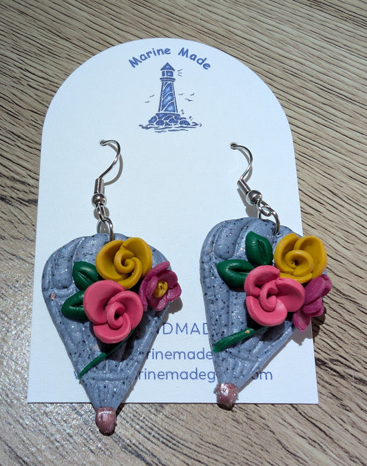 Handmade Floral Hot Air Balloon Earrings – Polymer Clay Statement Jewellery