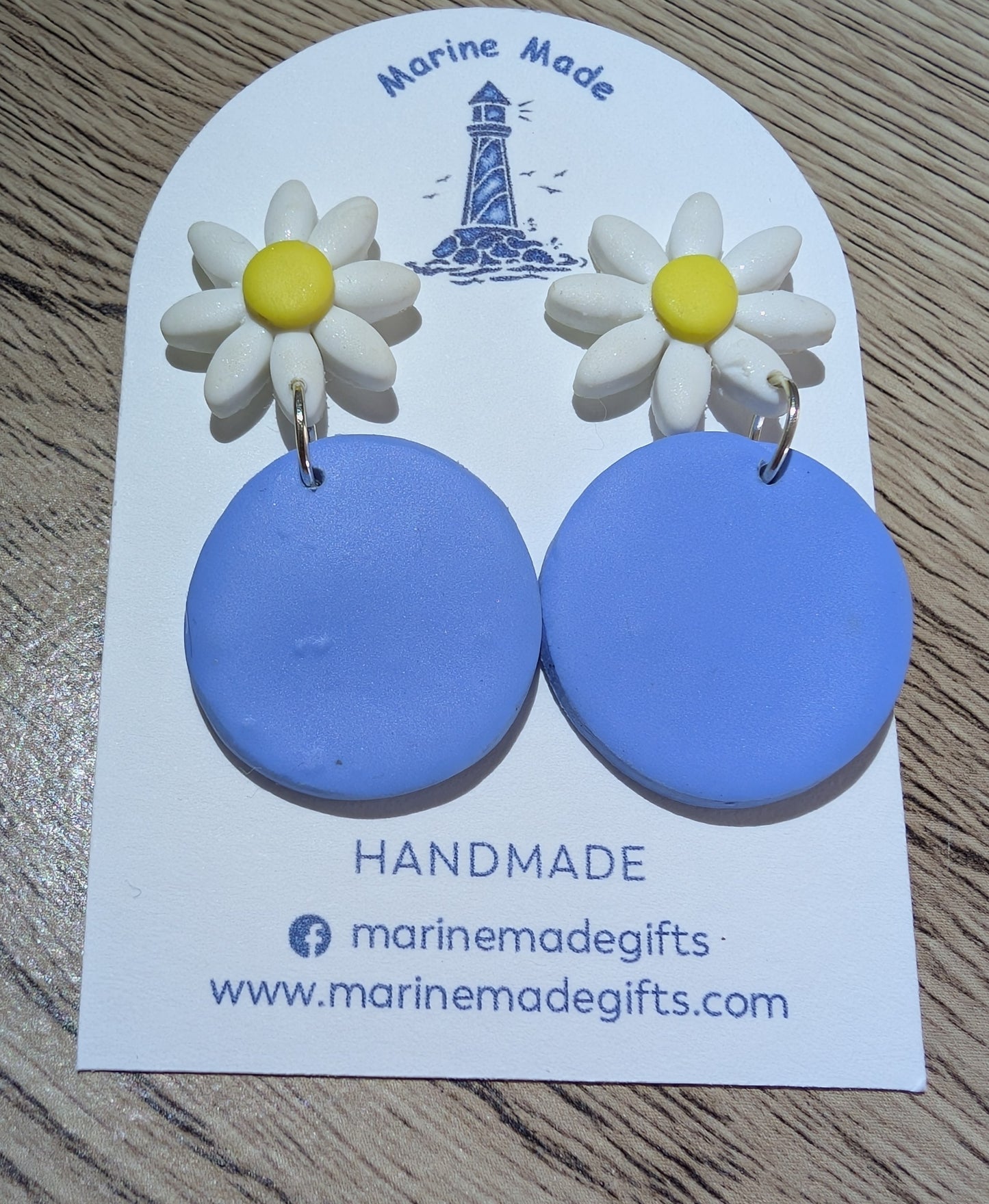 Handmade Daisy Drop Earrings – Polymer Clay Floral Statement Jewellery