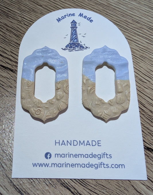 Handmade Coastal Arch Earrings – Polymer Clay Beach &amp; Seashell Jewellery