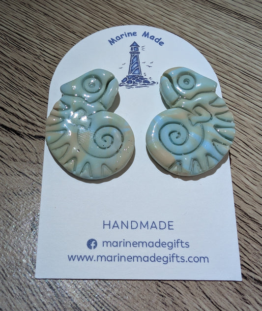 Handmade Chameleon Earrings – Polymer Clay Animal Statement Jewellery