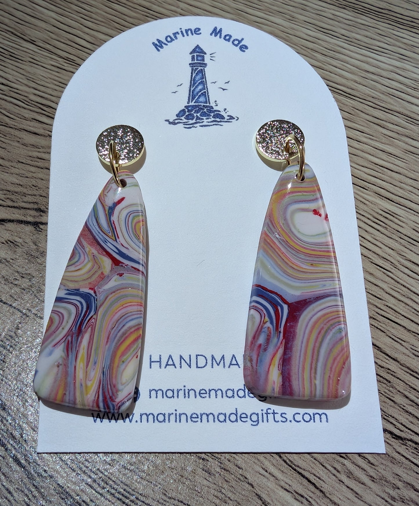 Handmade Marble Effect Drop Earrings – Polymer Clay Statement Jewellery