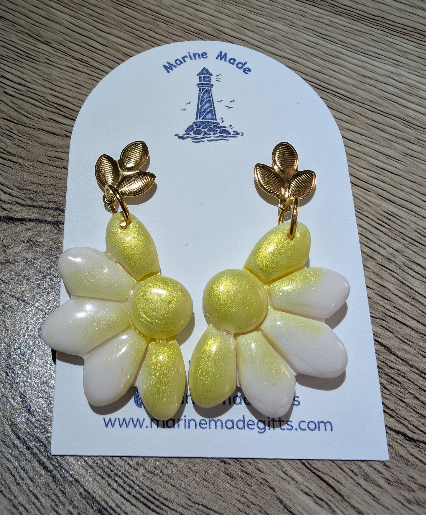 Handmade Yellow Daisy Earrings – Polymer Clay Floral Statement Jewellery