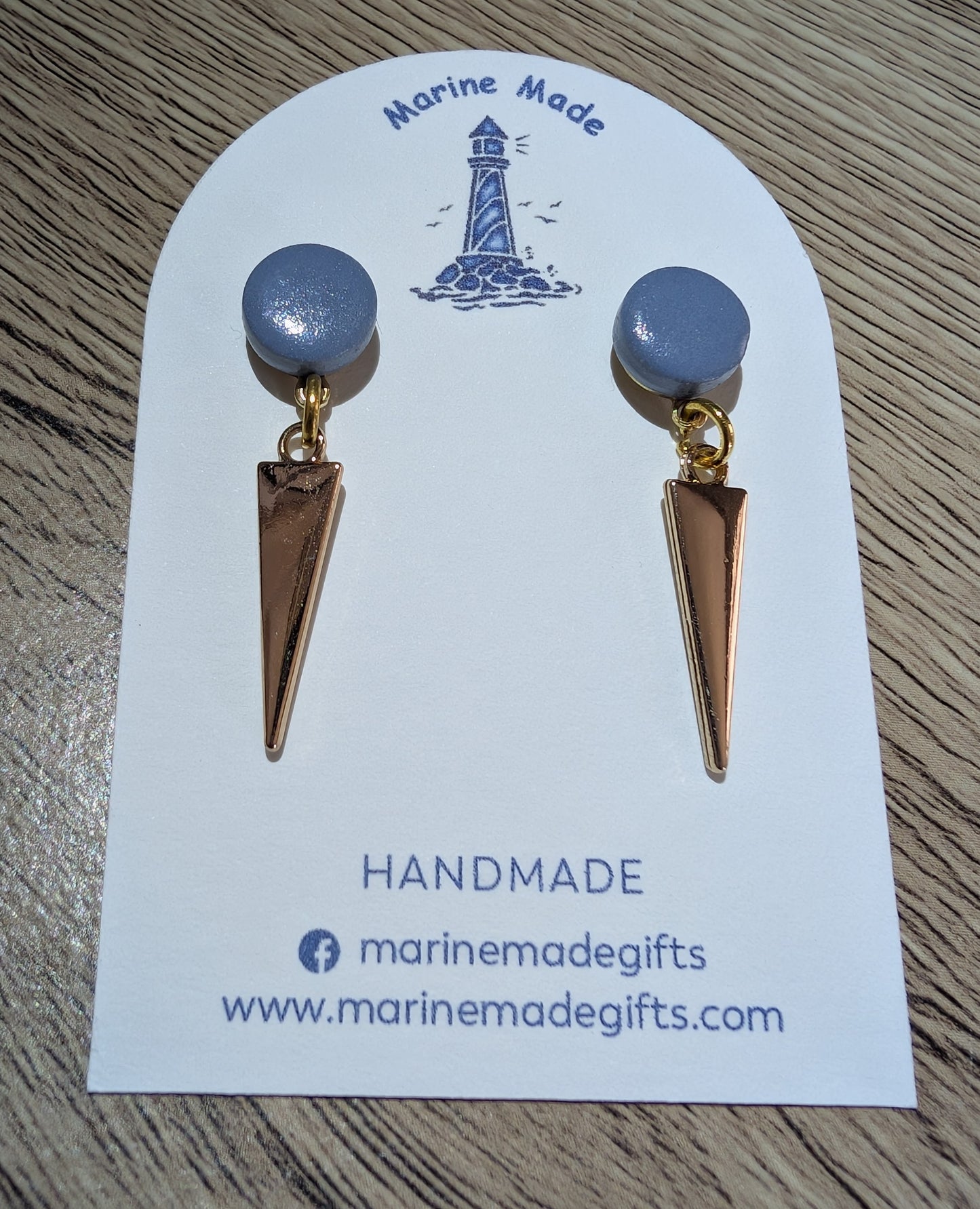 Handmade Minimalist Spike Drop Earrings – Polymer Clay &amp; Gold Statement