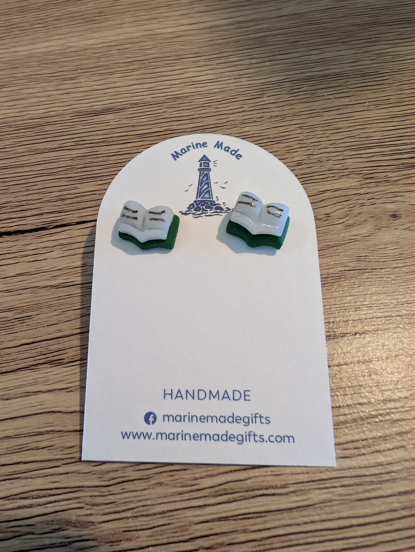 Dark green book cover book stud earrings for book lovers, teachers or gift for yourself.