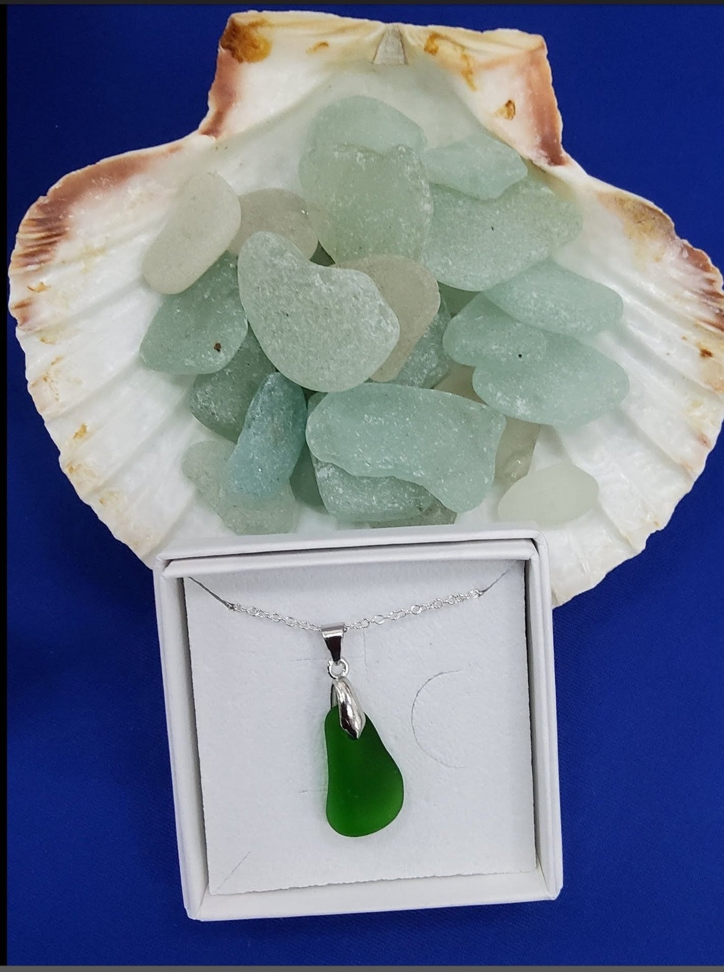 Sea Glass Pendent Necklace Green