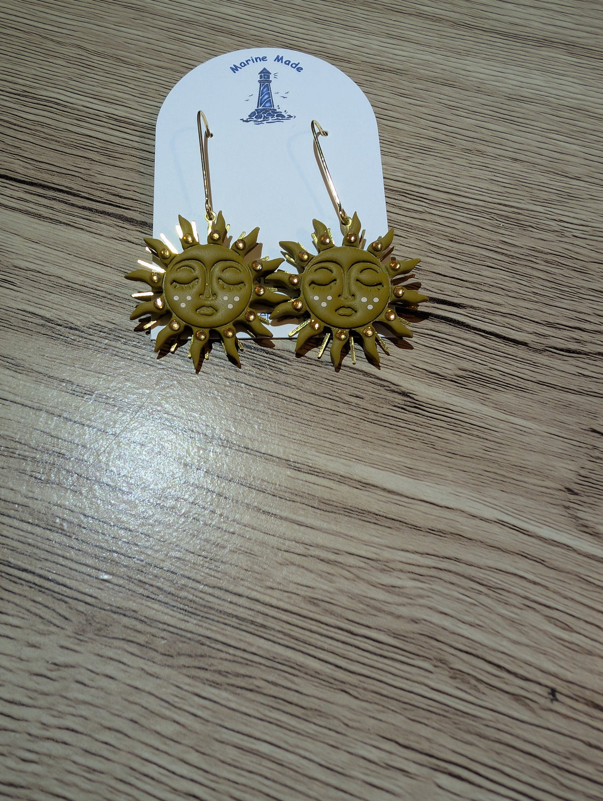 Golden Sun Face Earrings