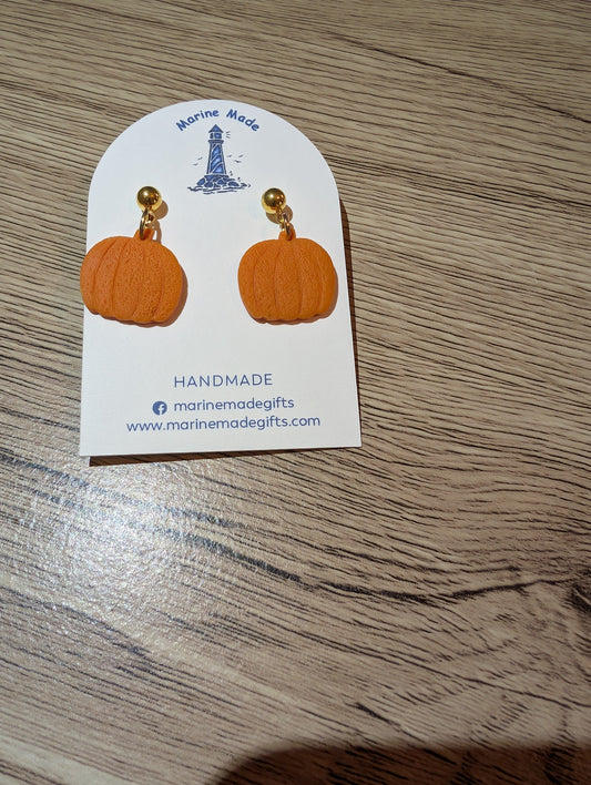Pumpkin Stud Drop Earrings