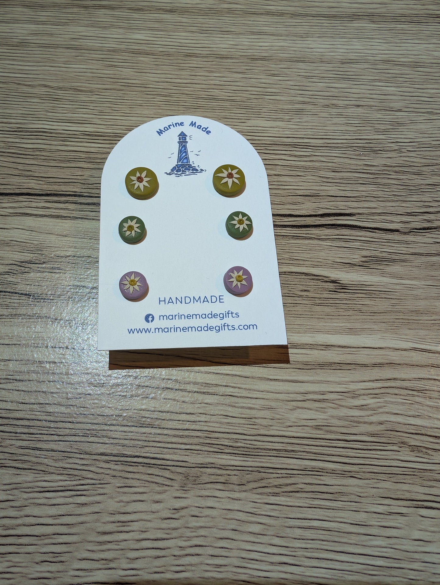 Daisy Stud Earrings Triple Pack in Autumn colours