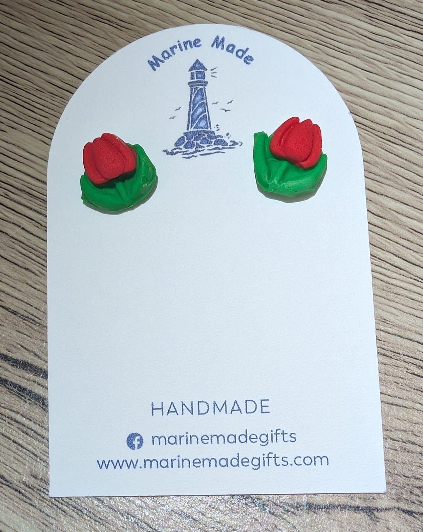 Red Tulip Stud Earrings