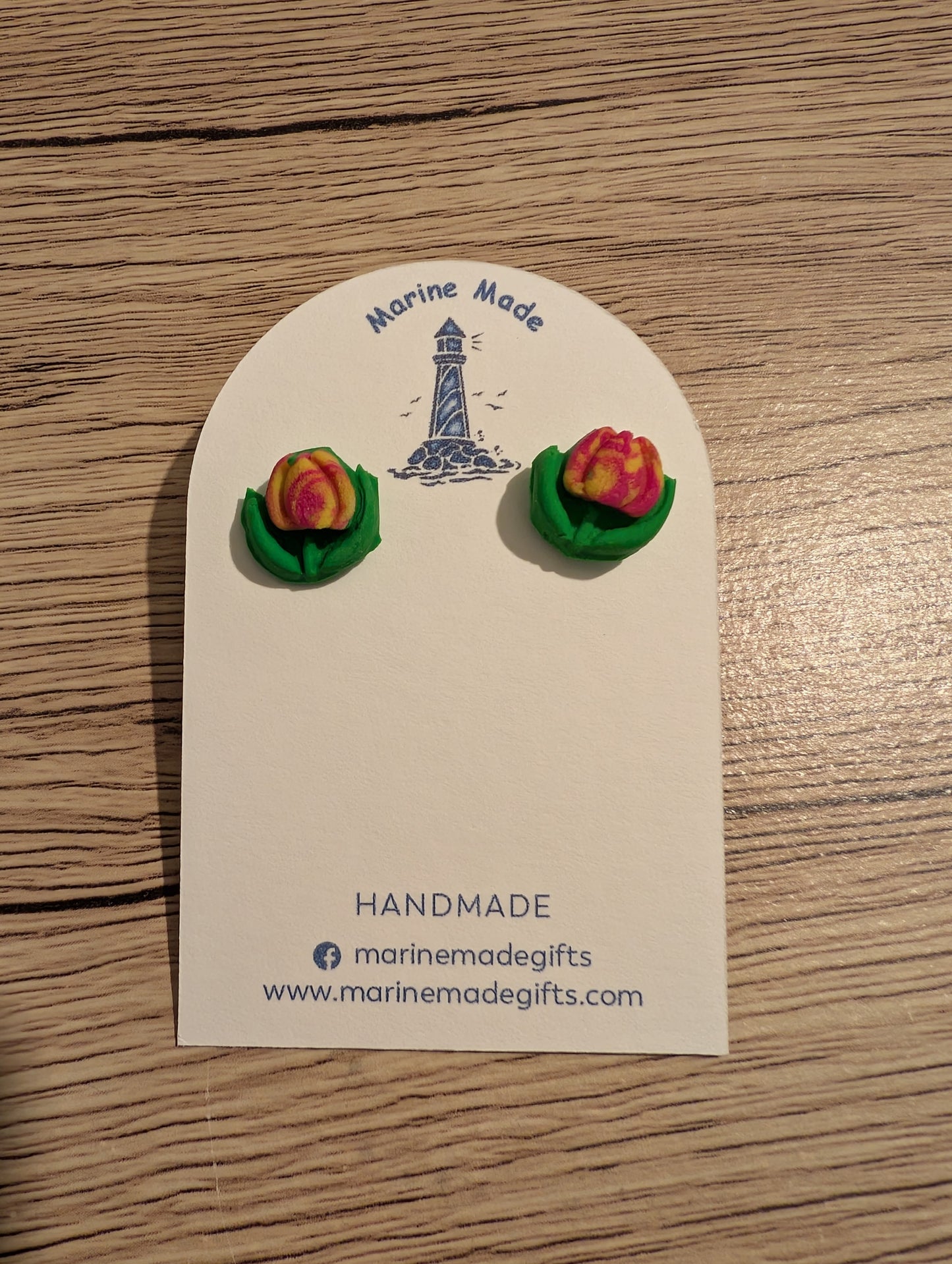 Mixed coloured tulip stud earrings