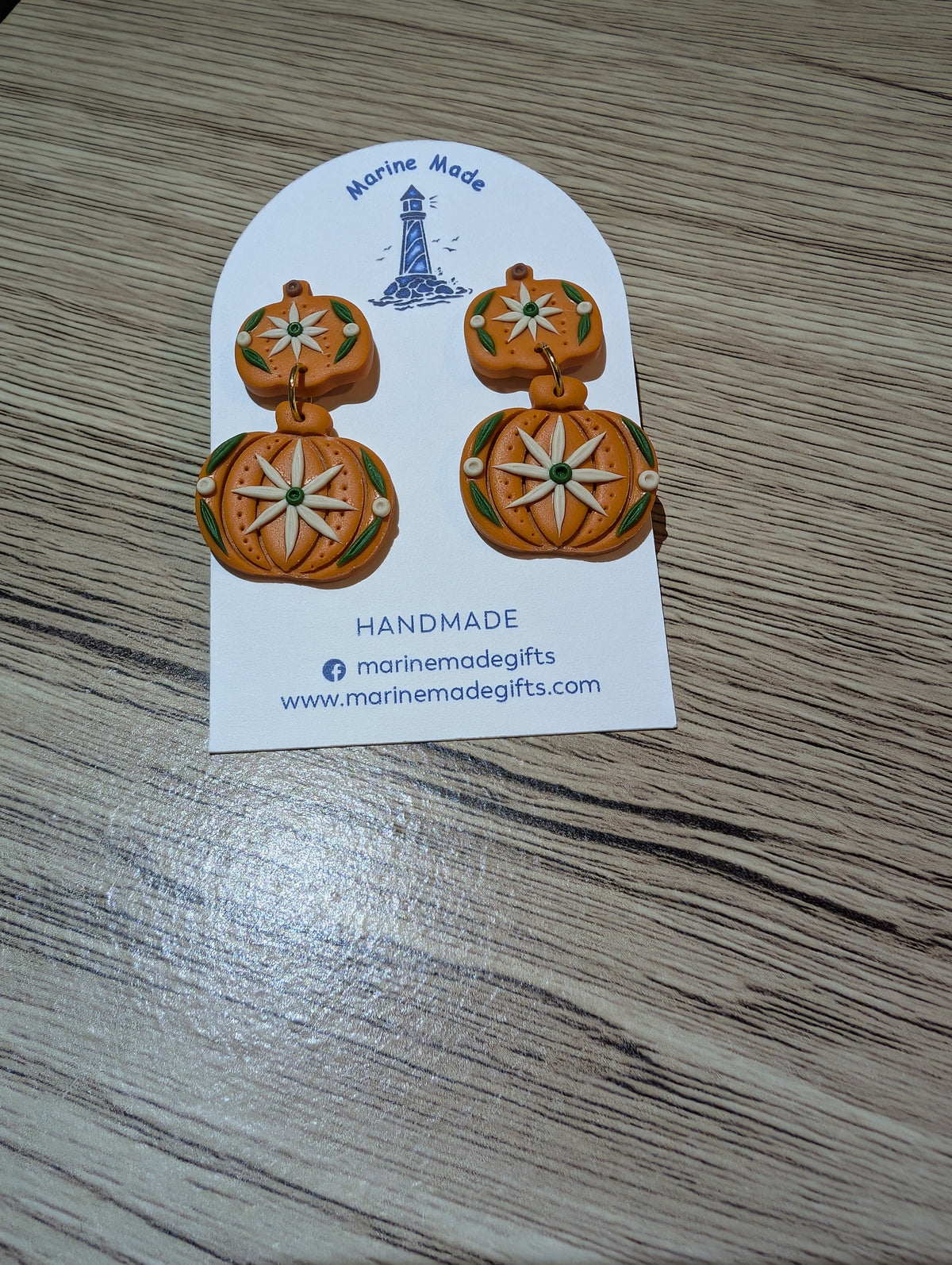 Handmade Polymer Clay Pumpkin Drop Earrings