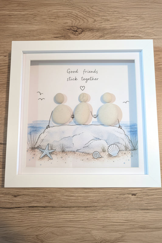 Pebble Friendship Frame – Coastal Pebble Art Gift for Friends