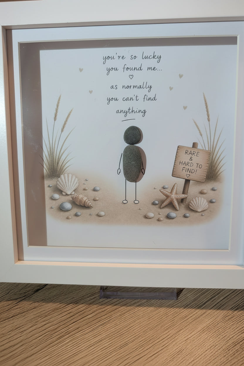 Funny Pebble Frame – Unique Coastal Pebble Art Gift